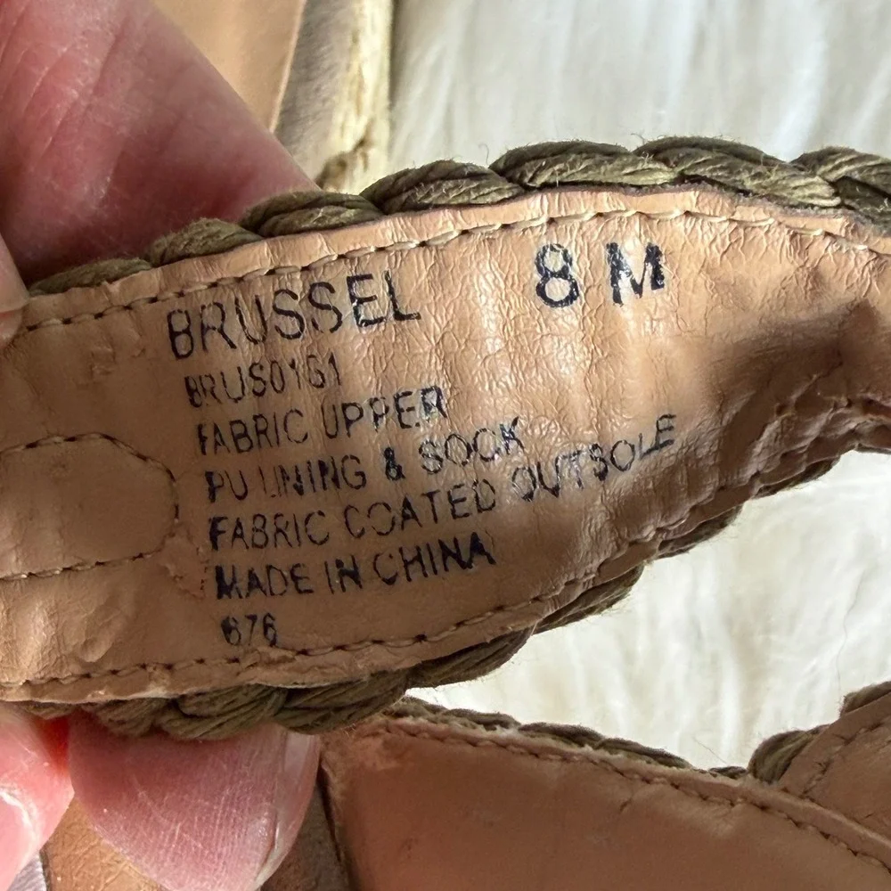 Steve Madden Brussel Olive Green Braided Espadrille Wedge Sandals Womens 8M‎